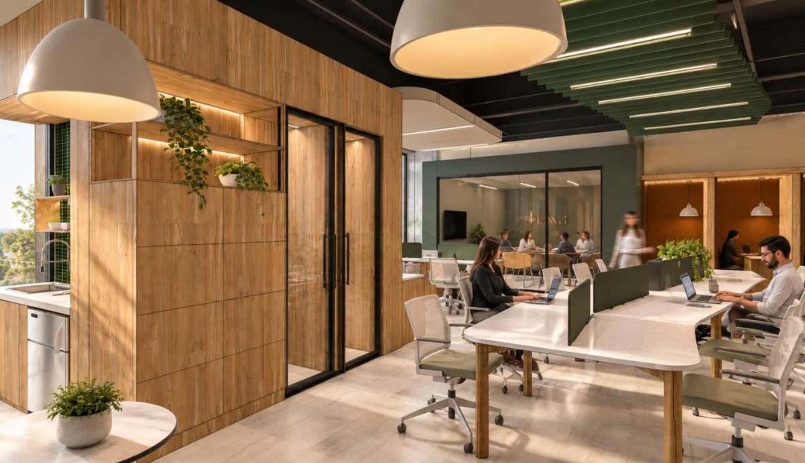 hāwā coworking: kitchenette y salas privadas